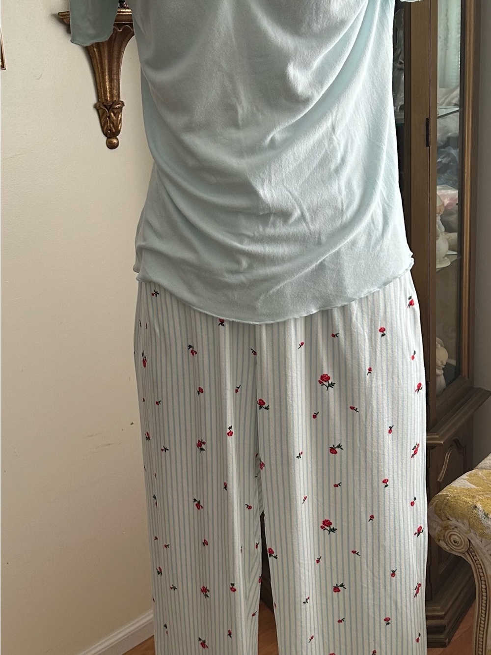 NWOT Serra White Floral Sleep Pant Set Sz M C:4805